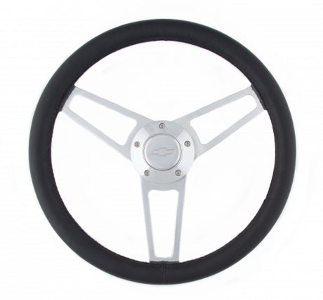 Billet Series Leather St eering Wheel Chevy Logo - VELA AUTO 