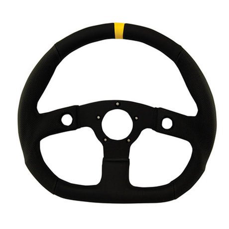 D-Shaped Diamond Grip Steering Wheel Black - VELA AUTO 