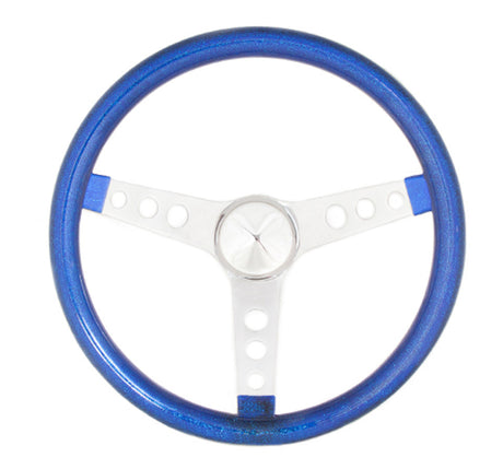 Steering Wheel Mtl Flake Blue/Spoke Chrm 13.5 - VELA AUTO 