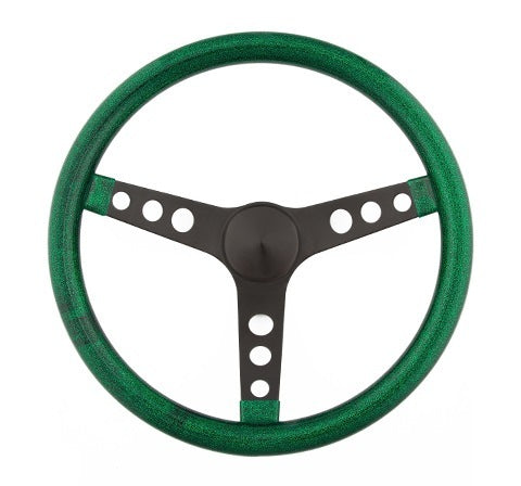 Steering Wheel Mtl Flake Green/Spoke Blk 13.5 - VELA AUTO 