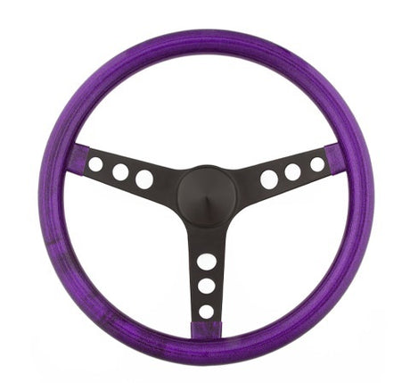Steering Wheel Mtl Flake Purple/Spoke Blk 13.5 - VELA AUTO 