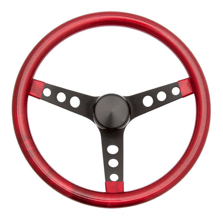 Steering Wheel Mtl Flake Red/Spoke Blk 13.5 - VELA AUTO 