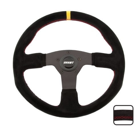 Suede Series Steering Wh eel 13.75 Dia. 1in Dish - VELA AUTO 