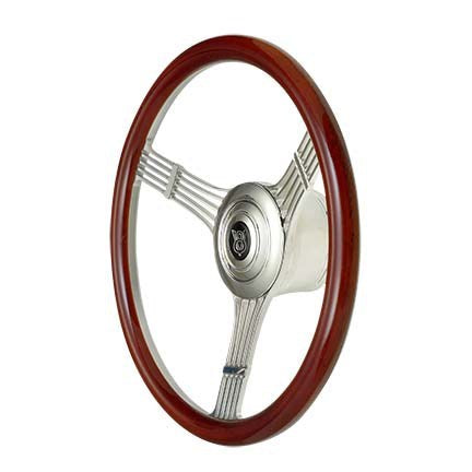 Steering Wheel Retro Banjo Wood Pol. Spokes - VELA AUTO 