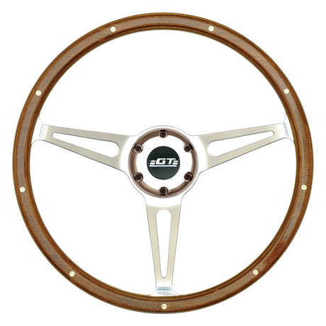 GT3 Cobra Style Wood Ste ering Wheel 14in Polish - VELA AUTO 