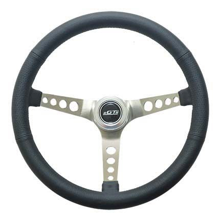 Steering Wheel Retro Leather Stainless Spokes - VELA AUTO 