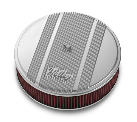 14x3 Die Cast Finned Alm Air Cleaner  Polished - VELA AUTO 