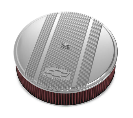 14 x 3 Air Cleaner Finned Bowtie Polished - VELA AUTO 