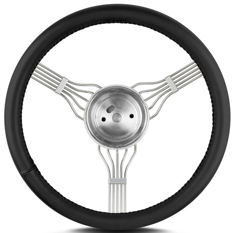 Steering Wheel Newstalgi c Banjo Pol. w/Blk Wrap - VELA AUTO 